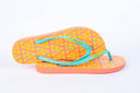 Natural Rubber Flipflop - Fresh Salmon/Yellow, Lime Triangle