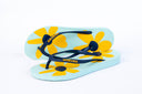 Natural Rubber Flipflop - Ice Blue/Yellow Flower