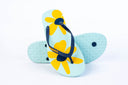 Natural Rubber Flipflop - Ice Blue/Yellow Flower