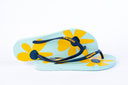 Natural Rubber Flipflop - Ice Blue/Yellow Flower