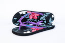 Natural Rubber Flipflop - Floral BLACK/ASH/PINK